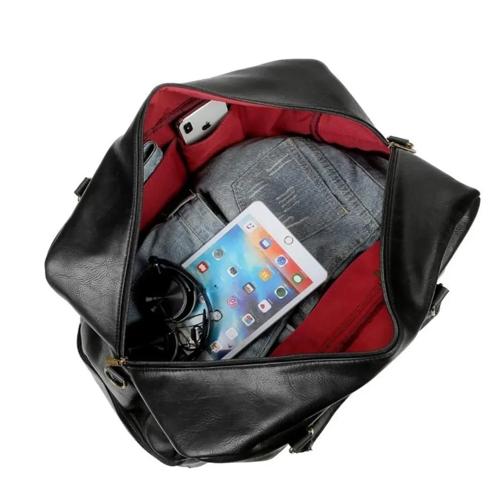 Leather travel duffle bag